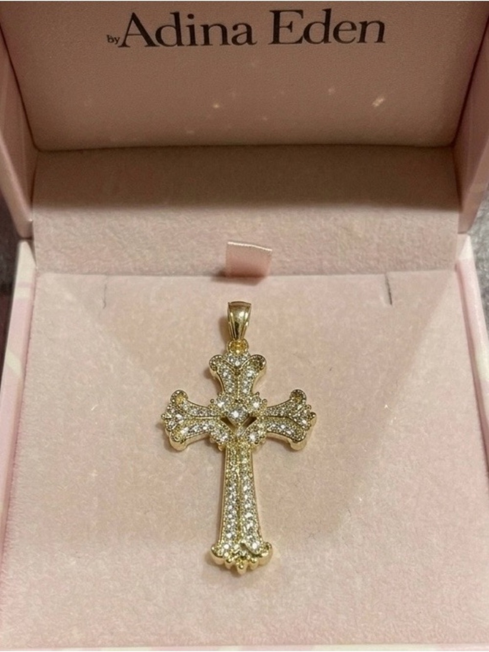 Adina Eden Gold CZ Cross Pendant Chain Not Included